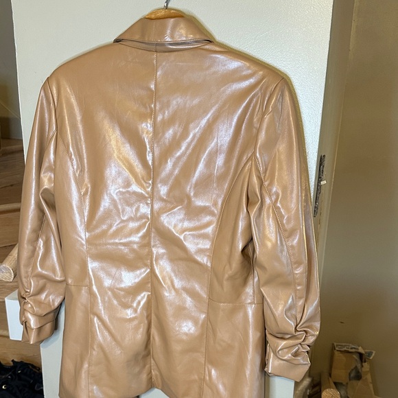 Tart Collections Camel Faux Leather blazer Jacket - Picture 12 of 12